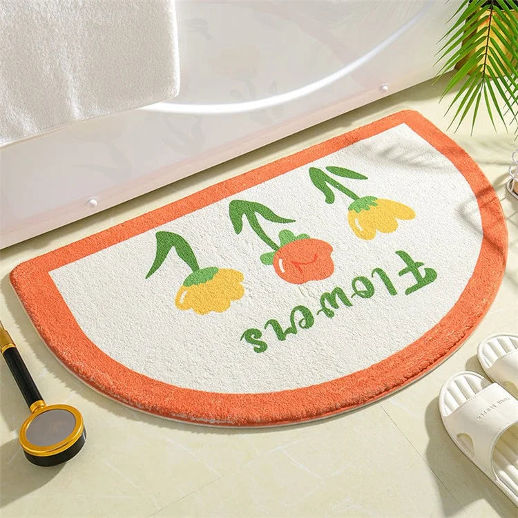 40*60cm Semicircle Bath Mat Furry Bathroom Rug Water Absorbent Floor Carpet