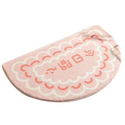 40*60cm Semicircle Bath Mat Furry Bathroom Rug Water Absorbent Floor Carpet