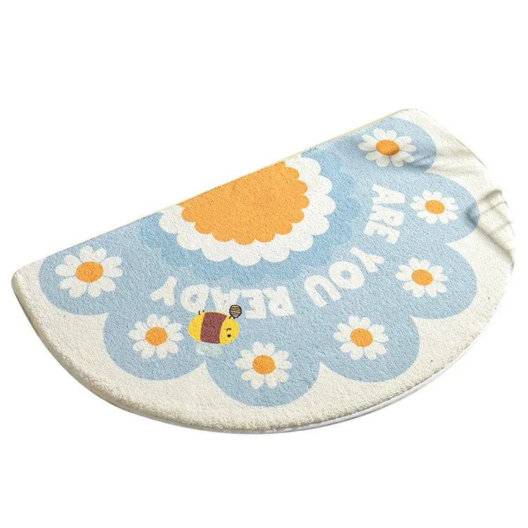 40*60cm Semicircle Bath Mat Furry Bathroom Rug Water Absorbent Floor Carpet