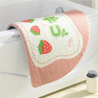 40*60cm Semicircle Bath Mat Furry Bathroom Rug Water Absorbent Floor Carpet