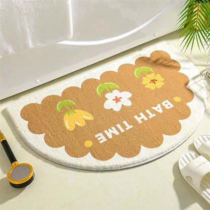 40*60cm Semicircle Bath Mat Furry Bathroom Rug Water Absorbent Floor Carpet