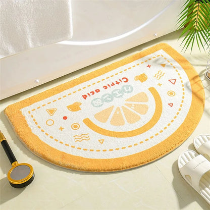 40*60cm Semicircle Bath Mat Furry Bathroom Rug Water Absorbent Floor Carpet