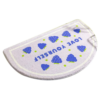 40*60cm Semicircle Bath Mat Furry Bathroom Rug Water Absorbent Floor Carpet
