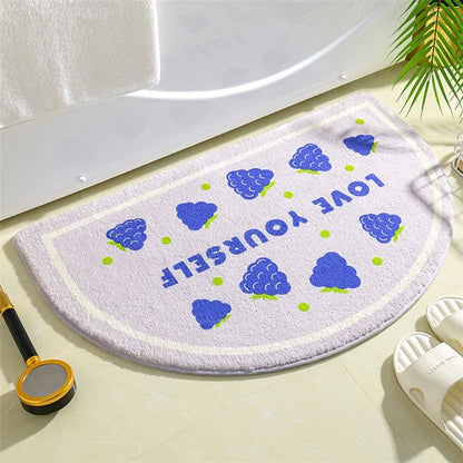 40*60cm Semicircle Bath Mat Furry Bathroom Rug Water Absorbent Floor Carpet