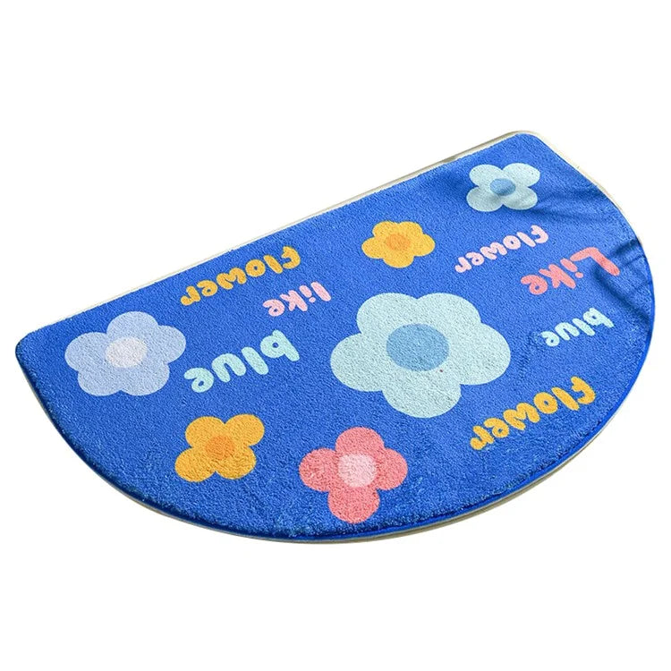 40*60cm Semicircle Bath Mat Furry Bathroom Rug Water Absorbent Floor Carpet