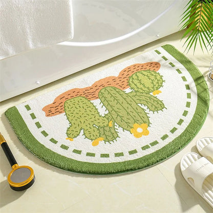 40*60cm Semicircle Bath Mat Furry Bathroom Rug Water Absorbent Floor Carpet