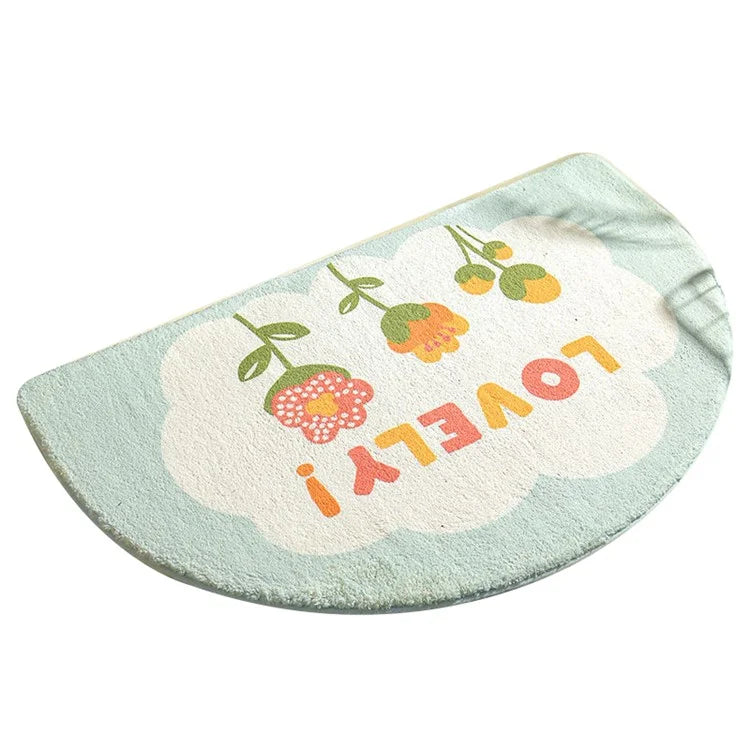 40*60cm Semicircle Bath Mat Furry Bathroom Rug Water Absorbent Floor Carpet