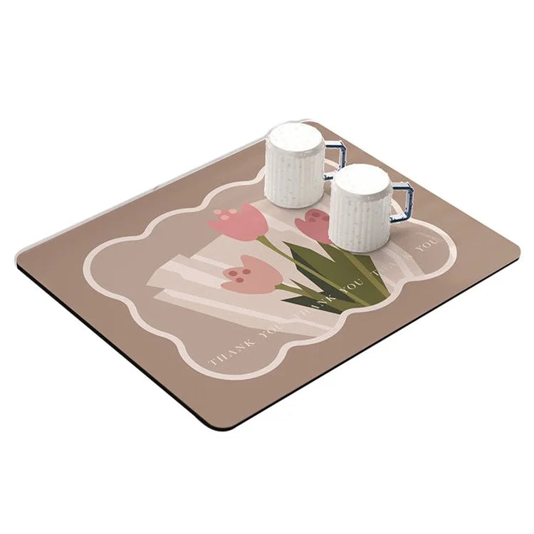50x60cm Diatomite Super Absorbent Draining Mat Non-Slip Kitchen Counter Tableware Pad