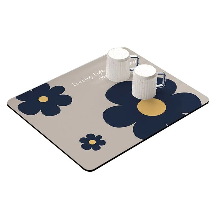 50x60cm Diatomite Super Absorbent Draining Mat Non-Slip Kitchen Counter Tableware Pad