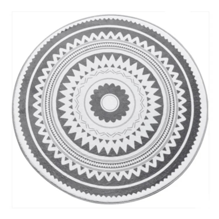 60x60cm Round Bathroom Rug Non-slip Soft Area Mat for Bath Bedroom Playroom
