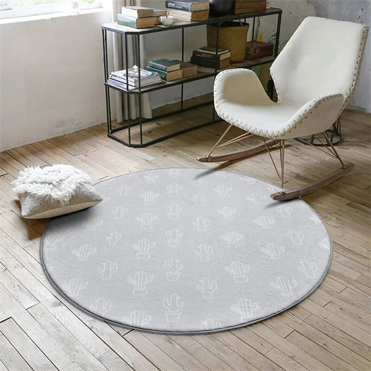 60x60cm Round Bathroom Rug Non-slip Soft Area Mat for Bath Bedroom Playroom