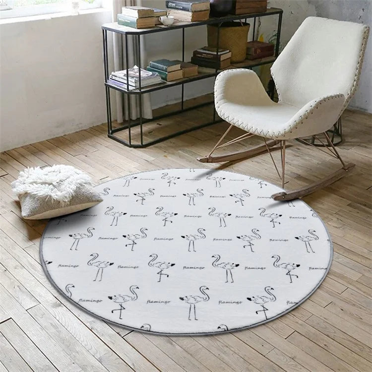60x60cm Round Bathroom Rug Non-slip Soft Area Mat for Bath Bedroom Playroom