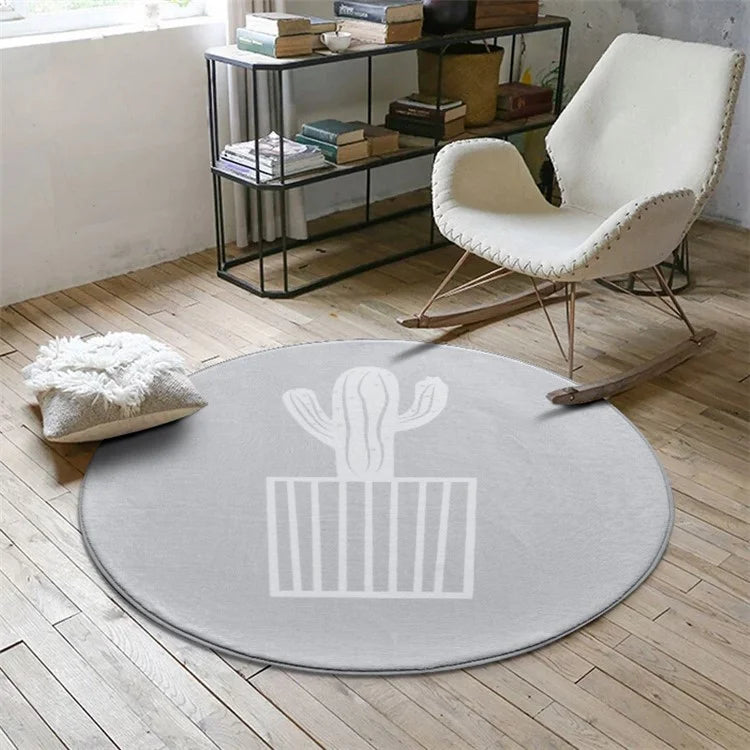 60x60cm Round Bathroom Rug Non-slip Soft Area Mat for Bath Bedroom Playroom