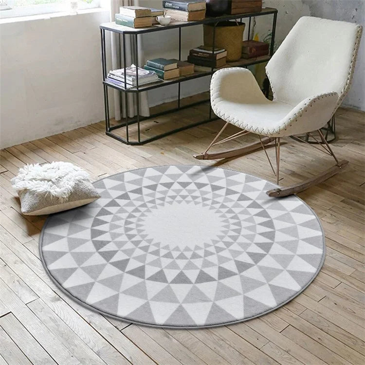 60x60cm Round Bathroom Rug Non-slip Soft Area Mat for Bath Bedroom Playroom