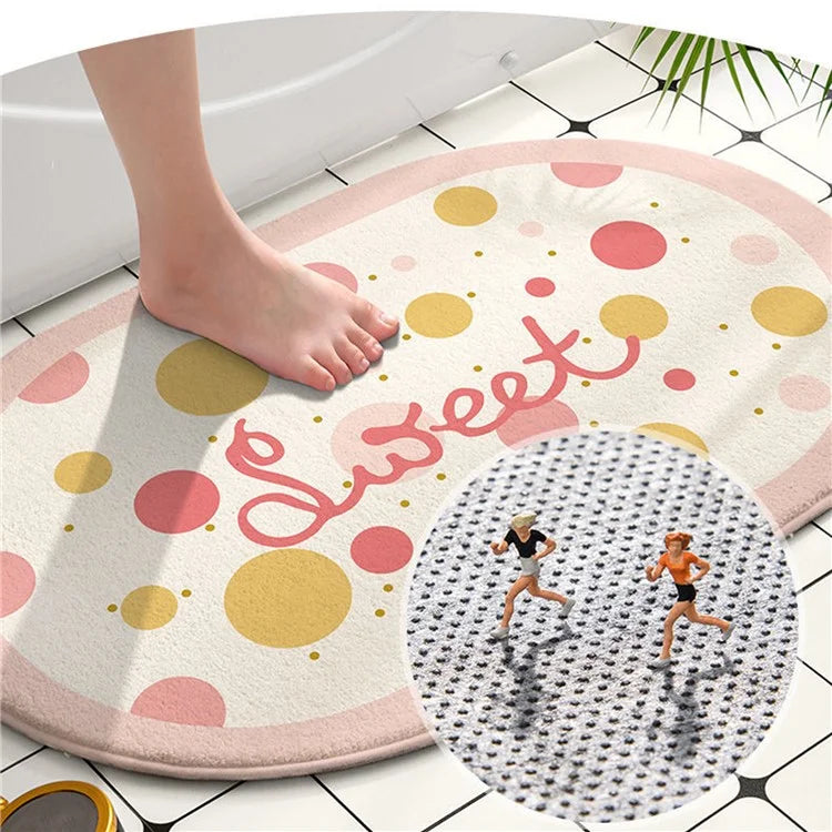 Bathroom Rug 40x60cm Water Absorbent Mat Anti-Slip Bottom Tea