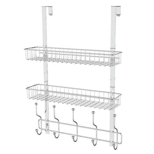 001-ZJGG-002 Over The Door Hanging Basket with 5 Hooks for Bathroom Living Room