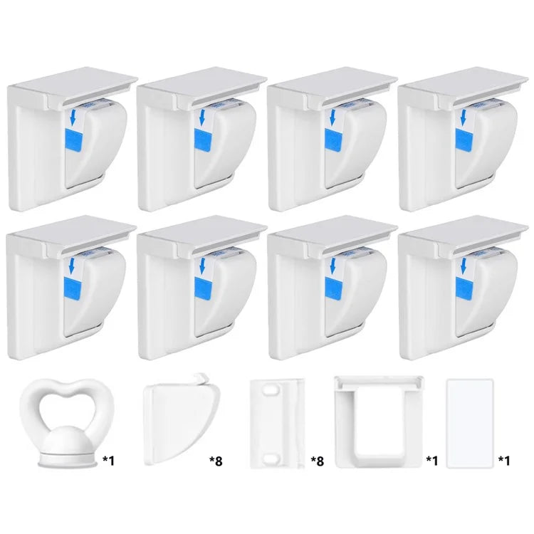 8Pcs Magnetic Cupboard Lock with Key Child Safety Lock for Kitchen Cabinets and Drawers