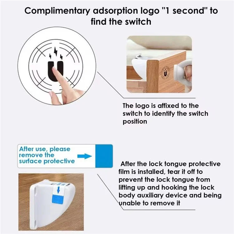 8Pcs Magnetic Cupboard Lock with Key Child Safety Lock for Kitchen Cabinets and Drawers