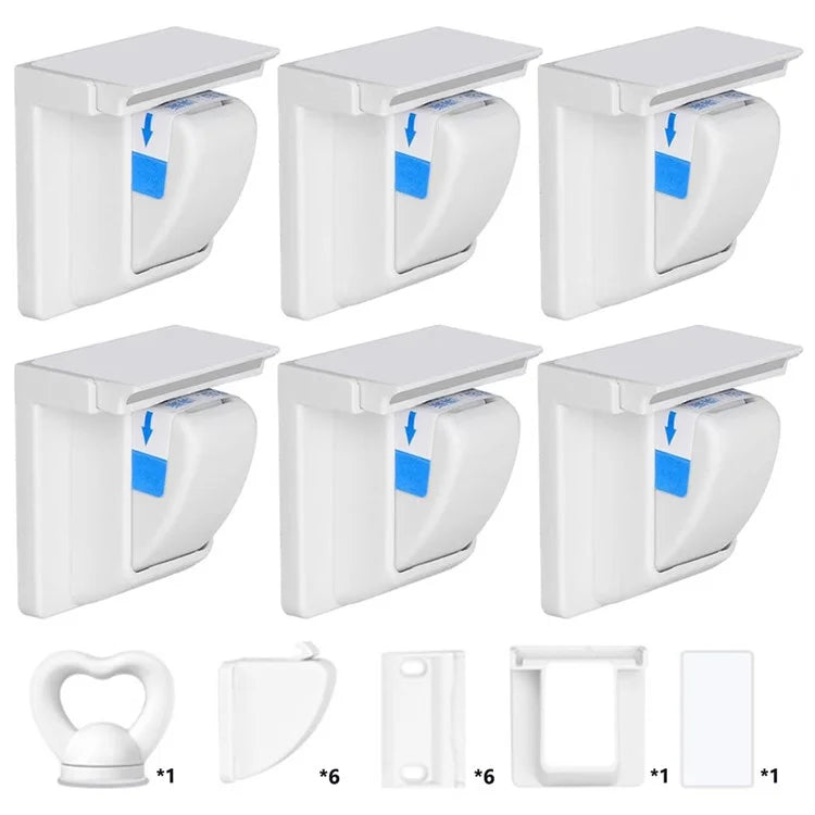 6Pcs Magnetic Cupboard Lock with Key Child Safety Lock for Kitchen Cabinets and Drawers
