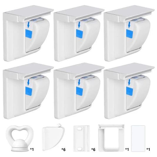 6Pcs Magnetic Cupboard Lock with Key Child Safety Lock for Kitchen Cabinets and Drawers