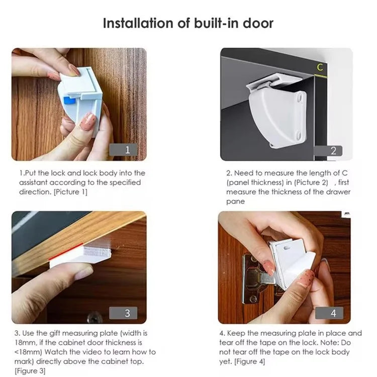 6Pcs Magnetic Cupboard Lock with Key Child Safety Lock for Kitchen Cabinets and Drawers