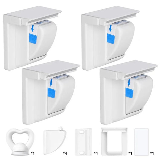 4Pcs Magnetic Cupboard Lock with Key Child Safety Lock for Kitchen Cabinets and Drawers
