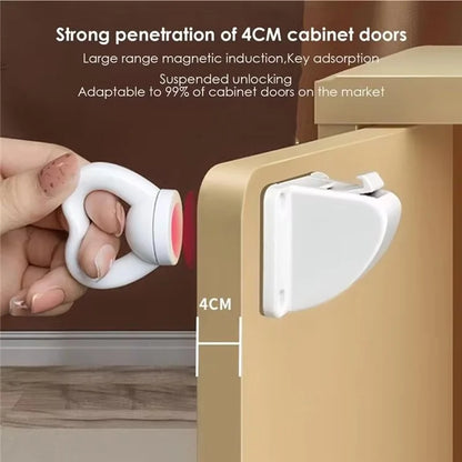 2Pcs Magnetic Cupboard Lock with Key Child Safety Lock for Kitchen Cabinets and Drawers
