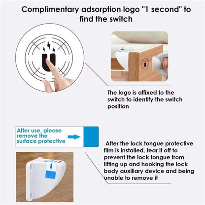 2Pcs Magnetic Cupboard Lock with Key Child Safety Lock for Kitchen Cabinets and Drawers