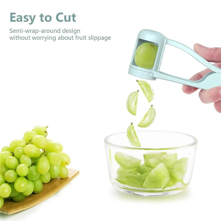 Multi-Function Grape Cutter Tomato Cherry Strawberry Cutter Tools Into 4 Pieces (No FDA, BPA-Free) - Baby Blue