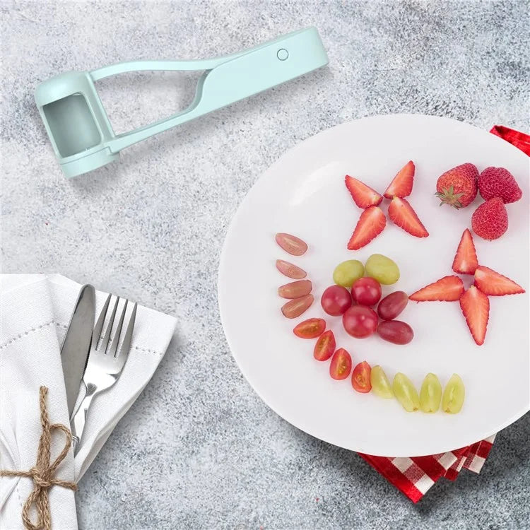 Multi-Function Grape Cutter Tomato Cherry Strawberry Cutter Tools Into 4 Pieces (No FDA, BPA-Free) - Baby Blue