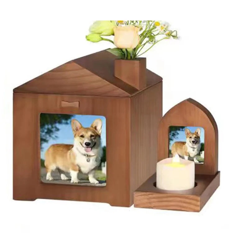 Solid Wood Photo Frame Pet Cremation Ash Urn Cat Dog Keepsake Memory Box Remembrance Gift