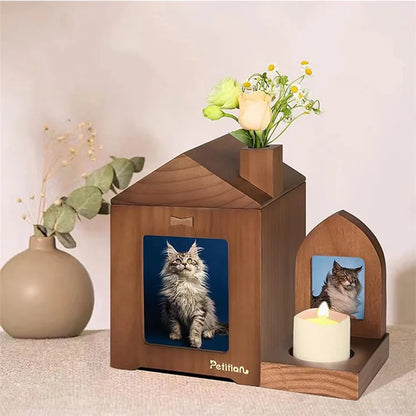 Solid Wood Photo Frame Pet Cremation Ash Urn Cat Dog Keepsake Memory Box Remembrance Gift