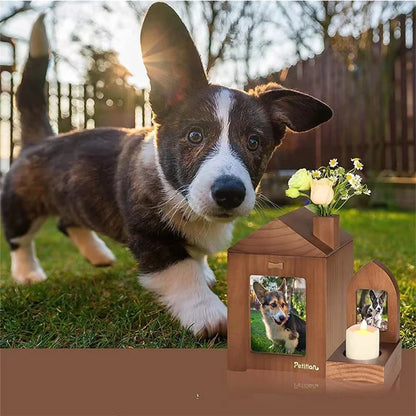 Solid Wood Photo Frame Pet Cremation Ash Urn Cat Dog Keepsake Memory Box Remembrance Gift