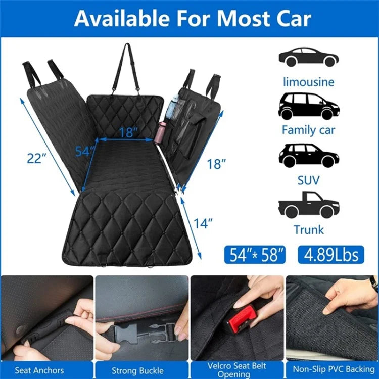 CZD-U-01 137x147cm Car Back Seat Detachable Pet Mat Waterproof Pet Dog Car Hammock