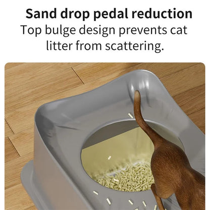 Cat Litter Box Anti-splash Top Opening Stainless Steel+ABS Cat Toilet