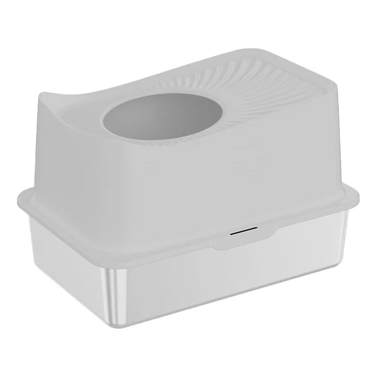 Cat Litter Box Anti-splash Top Opening Stainless Steel+ABS Cat Toilet