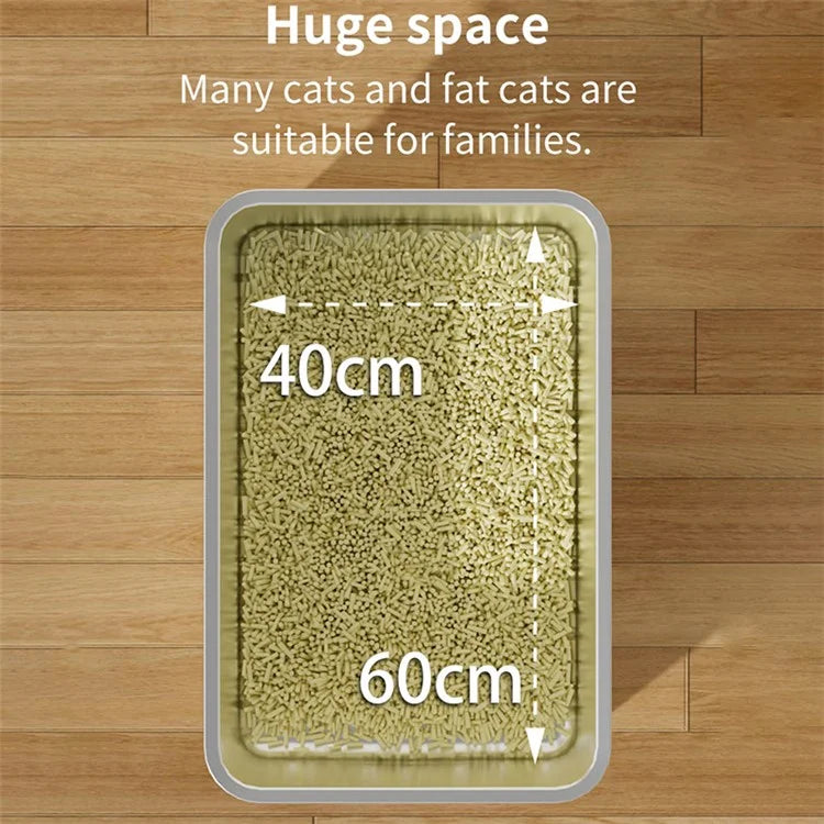 Cat Litter Box Anti-splash Top Opening Stainless Steel+ABS Cat Toilet