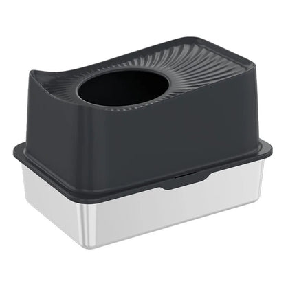 Cat Litter Box Anti-splash Top Opening Stainless Steel+ABS Cat Toilet