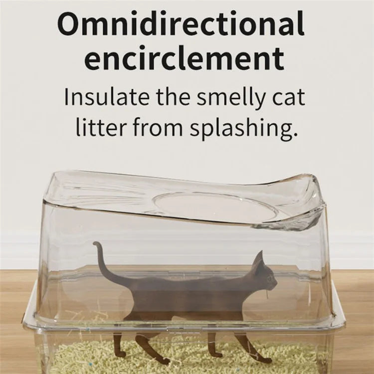 Cat Litter Box Anti-splash Top Opening Stainless Steel+ABS Cat Toilet