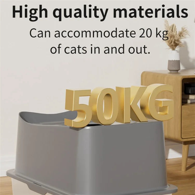 Cat Litter Box Anti-splash Top Opening Stainless Steel+ABS Cat Toilet