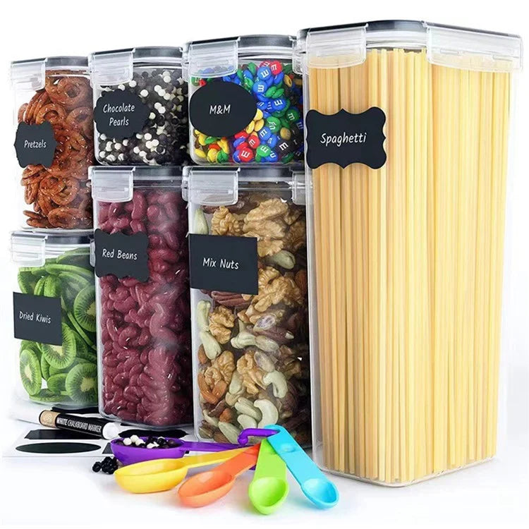 7Pcs / Set Kitchen Sealed Jar Grain Storage Box Refrigerated Odor-Free Transparent PP Fresh-Keeping Box (BPA Free, FDA Certified)