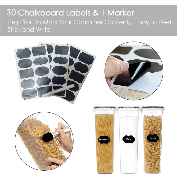 7Pcs / Set Kitchen Sealed Jar Grain Storage Box Refrigerated Odor-Free Transparent PP Fresh-Keeping Box (BPA Free, FDA Certified)