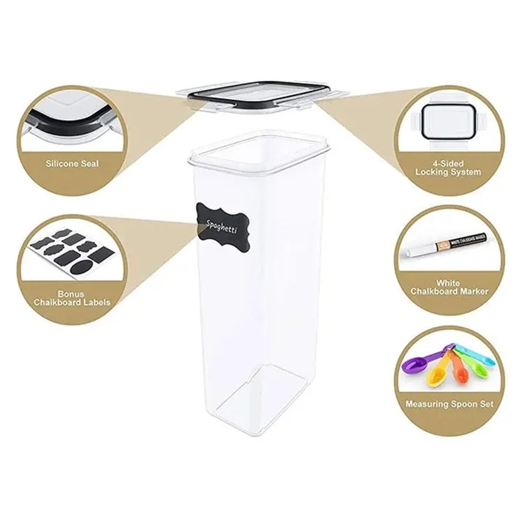 7Pcs / Set Kitchen Sealed Jar Grain Storage Box Refrigerated Odor-Free Transparent PP Fresh-Keeping Box (BPA Free, FDA Certified)