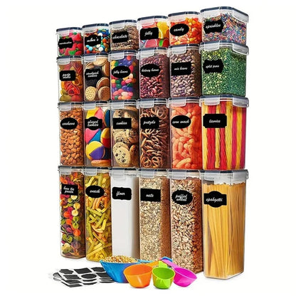 24Pcs / Set Kitchen Sealed Jar Grain Storage Box Refrigerated Odor-Free Transparent PP Fresh-Keeping Box (BPA Free, FDA Certified)
