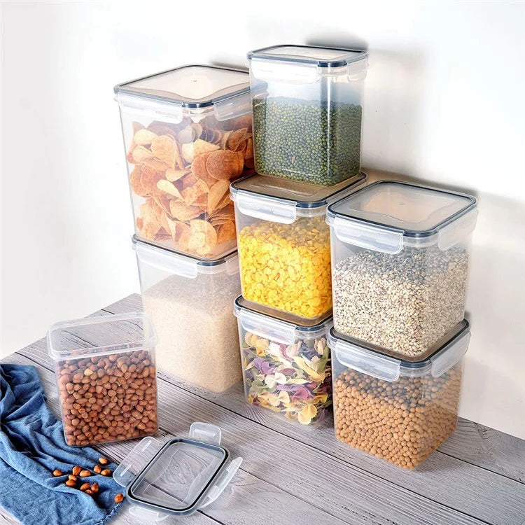 16Pcs / Set Kitchen Sealed Jar Grain Storage Box Refrigerated Odor-Free Transparent PP Fresh-Keeping Box (BPA Free, FDA Certified)
