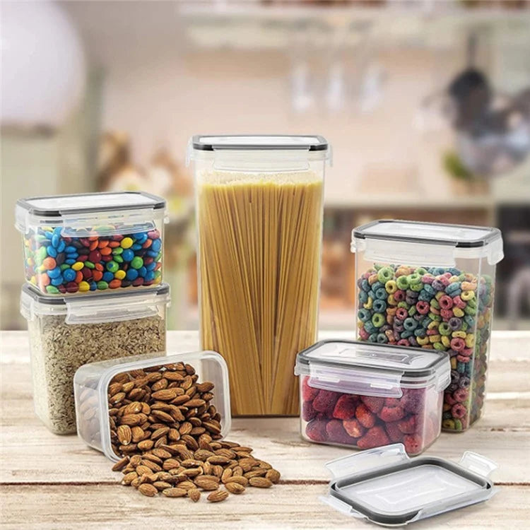 16Pcs / Set Kitchen Sealed Jar Grain Storage Box Refrigerated Odor-Free Transparent PP Fresh-Keeping Box (BPA Free, FDA Certified)