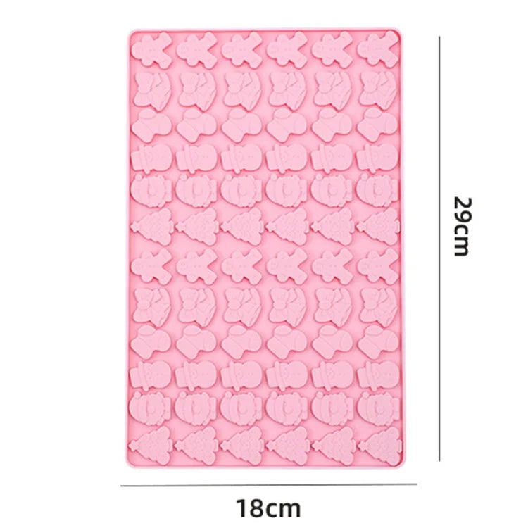 72 Grids Christmas Snowman Gingerbread Man Silicone Cake Mold DIY Candy Chocolate Biscuit Baking Tool (No FDA Certificate)