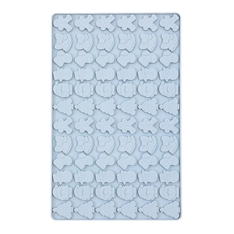 72 Grids Christmas Snowman Gingerbread Man Silicone Cake Mold DIY Candy Chocolate Biscuit Baking Tool (No FDA Certificate)