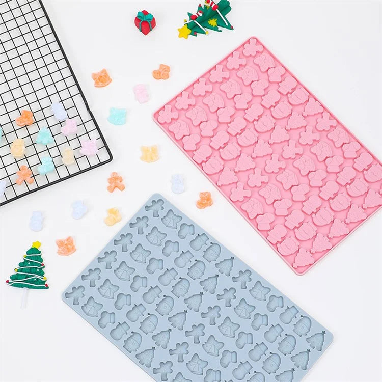 72 Grids Christmas Snowman Gingerbread Man Silicone Cake Mold DIY Candy Chocolate Biscuit Baking Tool (No FDA Certificate)