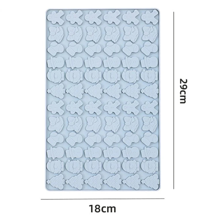 72 Grids Christmas Snowman Gingerbread Man Silicone Cake Mold DIY Candy Chocolate Biscuit Baking Tool (No FDA Certificate)